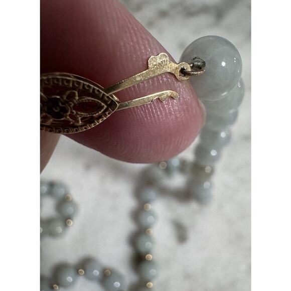 14k Gold 26” Light Green Jade Beaded Necklace Gold Spacers 54 Grams - Picture 9 of 10